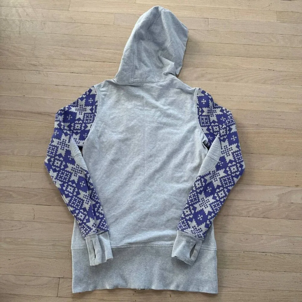 Lululemon Special Edition Fair Isle Scuba Hoodie Purple-Gray Knit Panels Size 12 - Picture 9 of 9